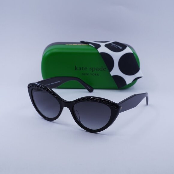 Kate Spade JUNI/G/S PEARL 0807 9O Cat Eye Sunglasses – Black/Grey - Picture 5 of 11